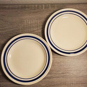 VTG HARTSTONE USA DOMINION Cobalt Blue Stripe Bread Plates (2) Restaurant Ware